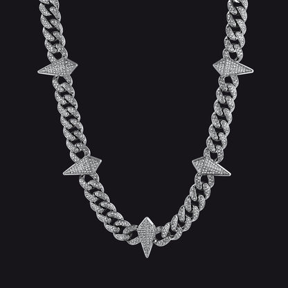 Zircon Punk Gothic Spiked Star Sword Charm Chain Necklace for Men