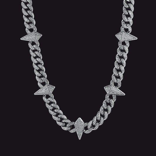 Zircon Punk Gothic Spiked Star Sword Charm Chain Necklace for Menimg