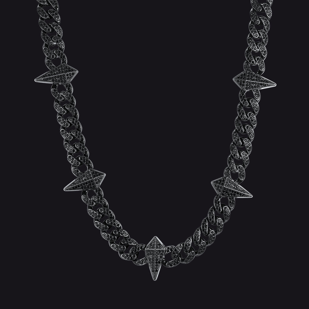 Zircon Punk Gothic Spiked Star Sword Charm Chain Necklace for Men
