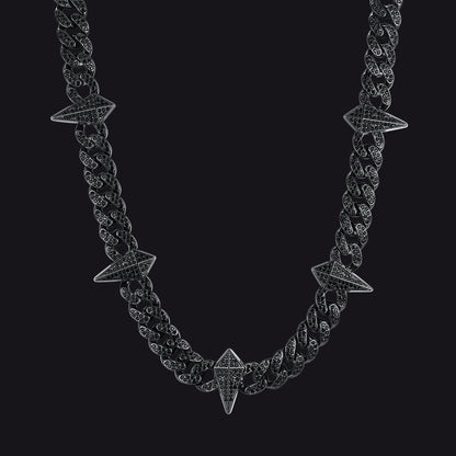 Zircon Punk Gothic Spiked Star Sword Charm Chain Necklace for Men