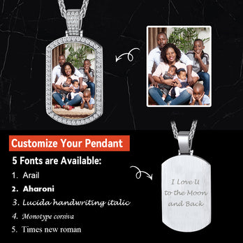 Customized Zirconia Dog Tag Necklace With Picture for Men Women