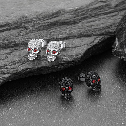 Zirconia Gothic Skull Stud Punk Earrings For Men
