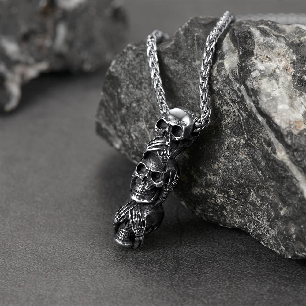 FaithHeart Set Of Skull Gothic Necklace Earrings FaithHeart Jewelry