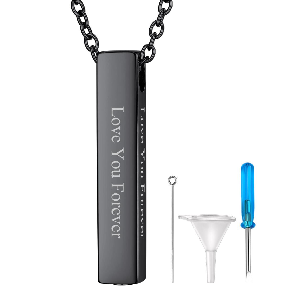 Black Personalized Bar Urn Necklace for Ashesimg
