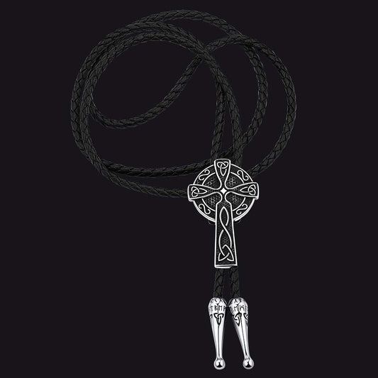 FaithHeart Norse Viking Celtic Knot Genuine Leather Necktie FaithHeart