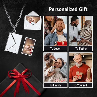 Personalized Envelope Picture Locket Necklaces Gifts for Couple Family Friend