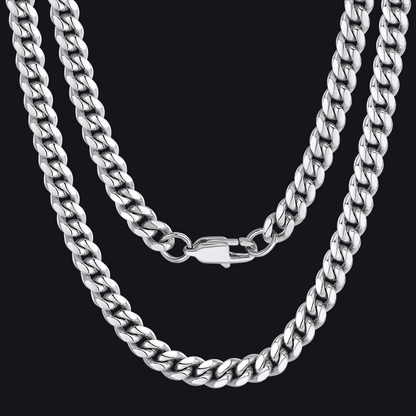 Silver Miami Cuban link chain necklace for men