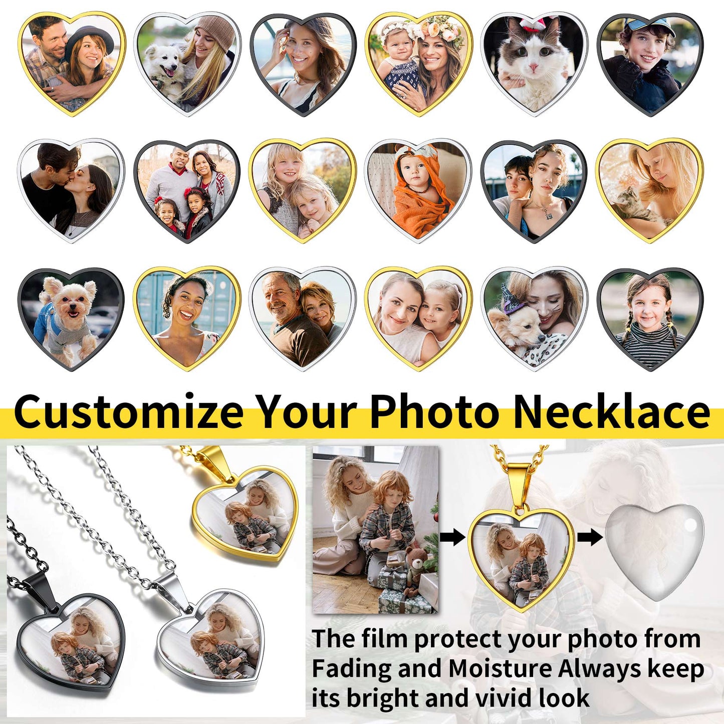 Custom photo necklaces with personalized pictures, perfect gift idea