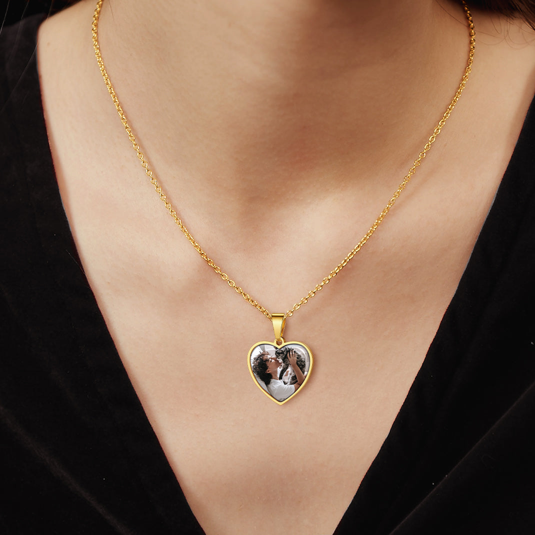 Custom heart photo necklace, perfect memorial gift