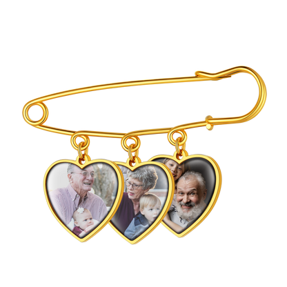 Customized Memorial Heart Photo Charm Boutonniere Button Pins for Wedding Funeral