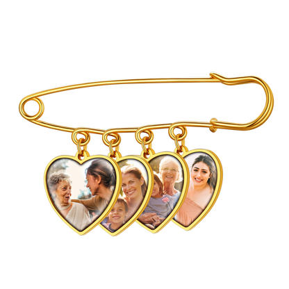 Customized Memorial Heart Photo Charm Boutonniere Button Pins for Wedding Funeral