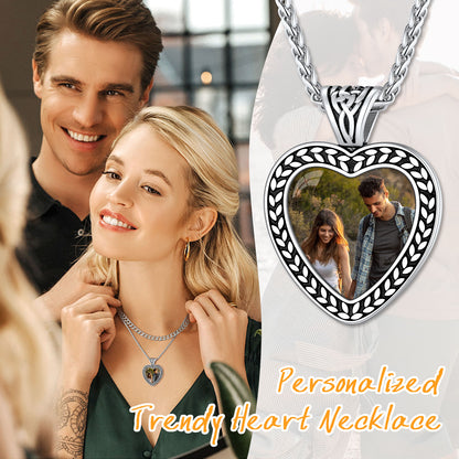 Customized Heart Photo Pendant Memorial Necklace for Women Men