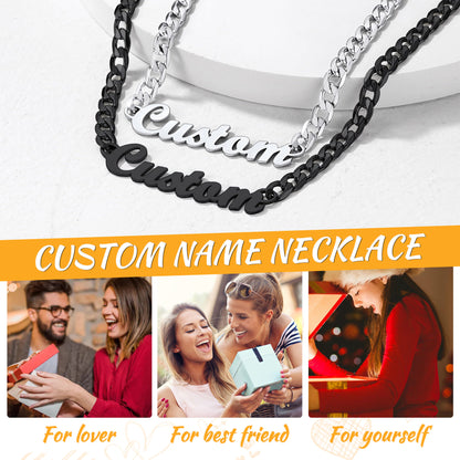 Custom Nameplate Choker Chain Necklace for Men Women 18 Inch