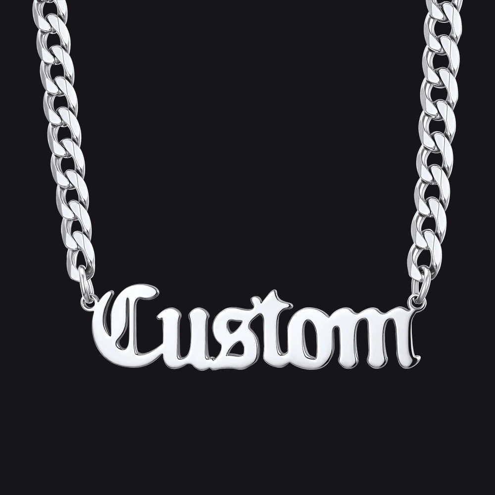 Custom Nameplate Choker Chain Necklace for Men Women 18 Inch