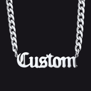 Custom Nameplate Choker Chain Necklace for Men Women 18 Inch
