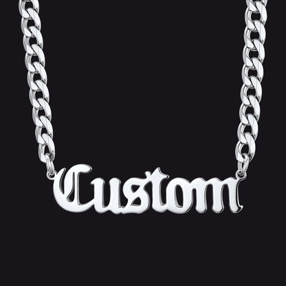 Custom Nameplate Choker Chain Necklace for Men Women 18 Inch