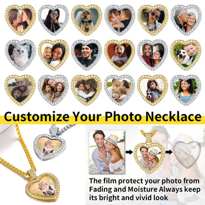 Customized Heart Picture Photo Necklace Memorial Gift for Women Men