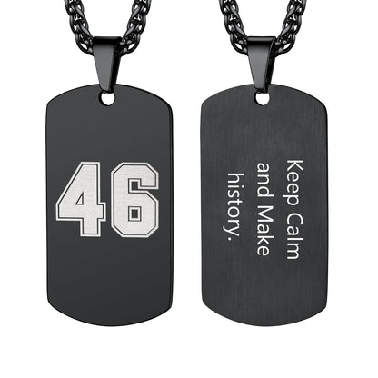 Engraved Text Military Dog Tag Necklace For Men