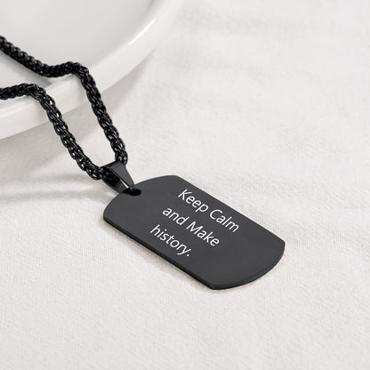 Engraved Text Military Dog Tag Necklace For Men