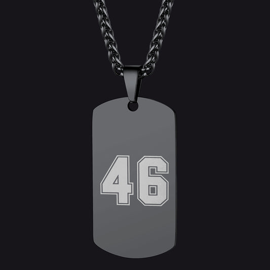 Custom Engraved Text Military Number Dog Tag Necklace For Men