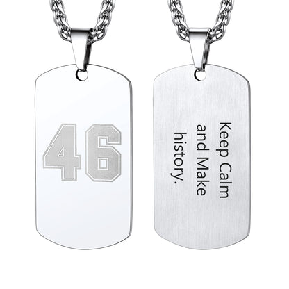 Engraved Text Military Dog Tag Necklace For Men