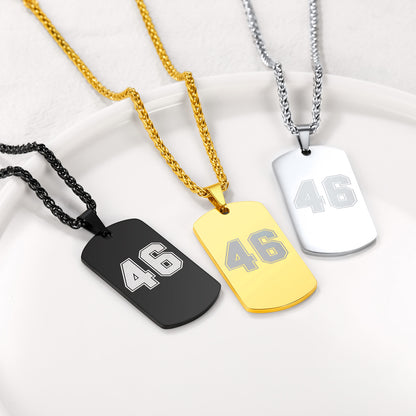 Engraved Text Military Dog Tag Necklace For Men