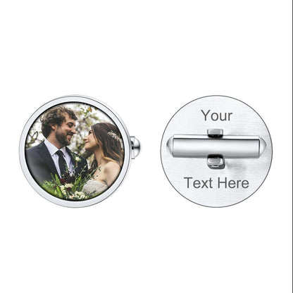 Personalized Wedding Photo Cufflinks for Men Groom