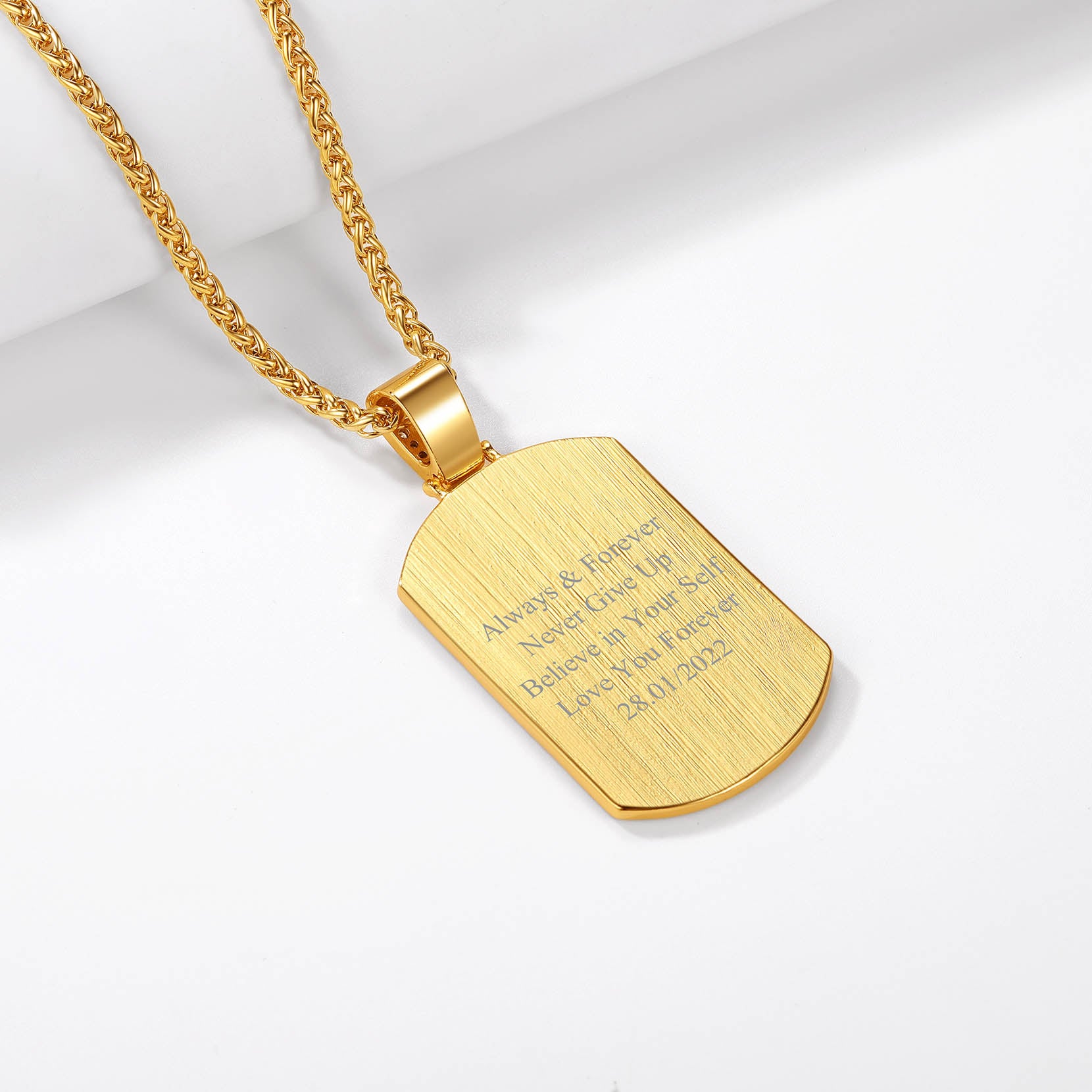 Customized Zirconia Dog Tag Necklace With Picture for Men Women