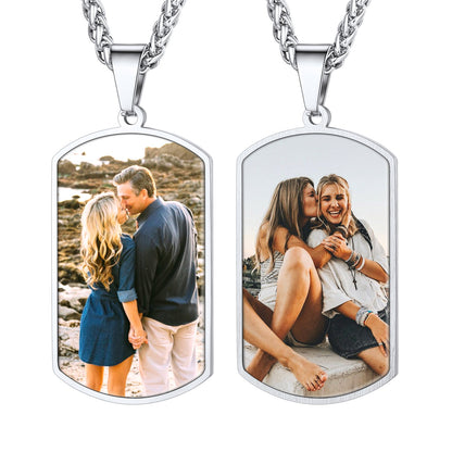 Personalized Double-side Photo Dog Tag Necklace with Picture for Men Women