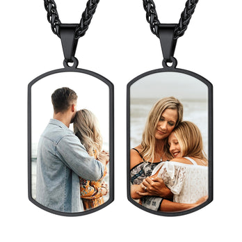 Personalized Double-side Photo Dog Tag Necklace with Picture for Men Women