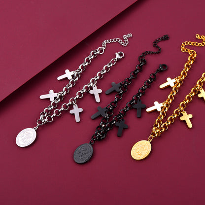 FaithHeart Set Of Saint Michael Charm Cross Necklace Bracelet FaithHeart Jewelry