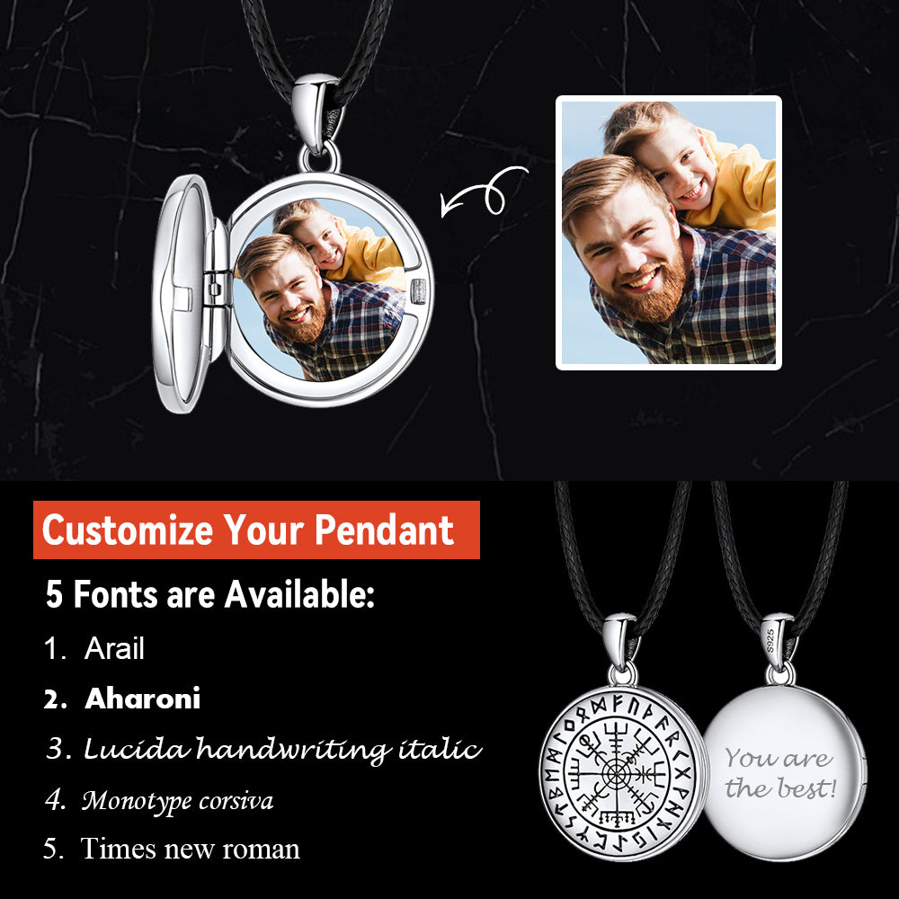 FaithHeart Viking Vegvisir Compass Locket Necklace With Picture FaithHeart