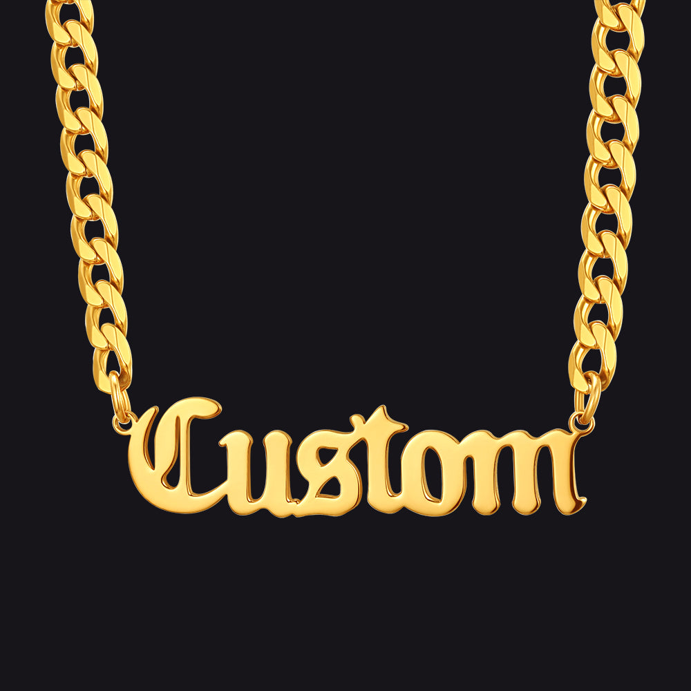 Custom Nameplate Choker Chain Necklace for Men Women 18 Inch