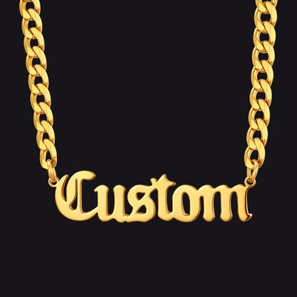 Custom Nameplate Choker Chain Necklace for Men Women 18 Inch