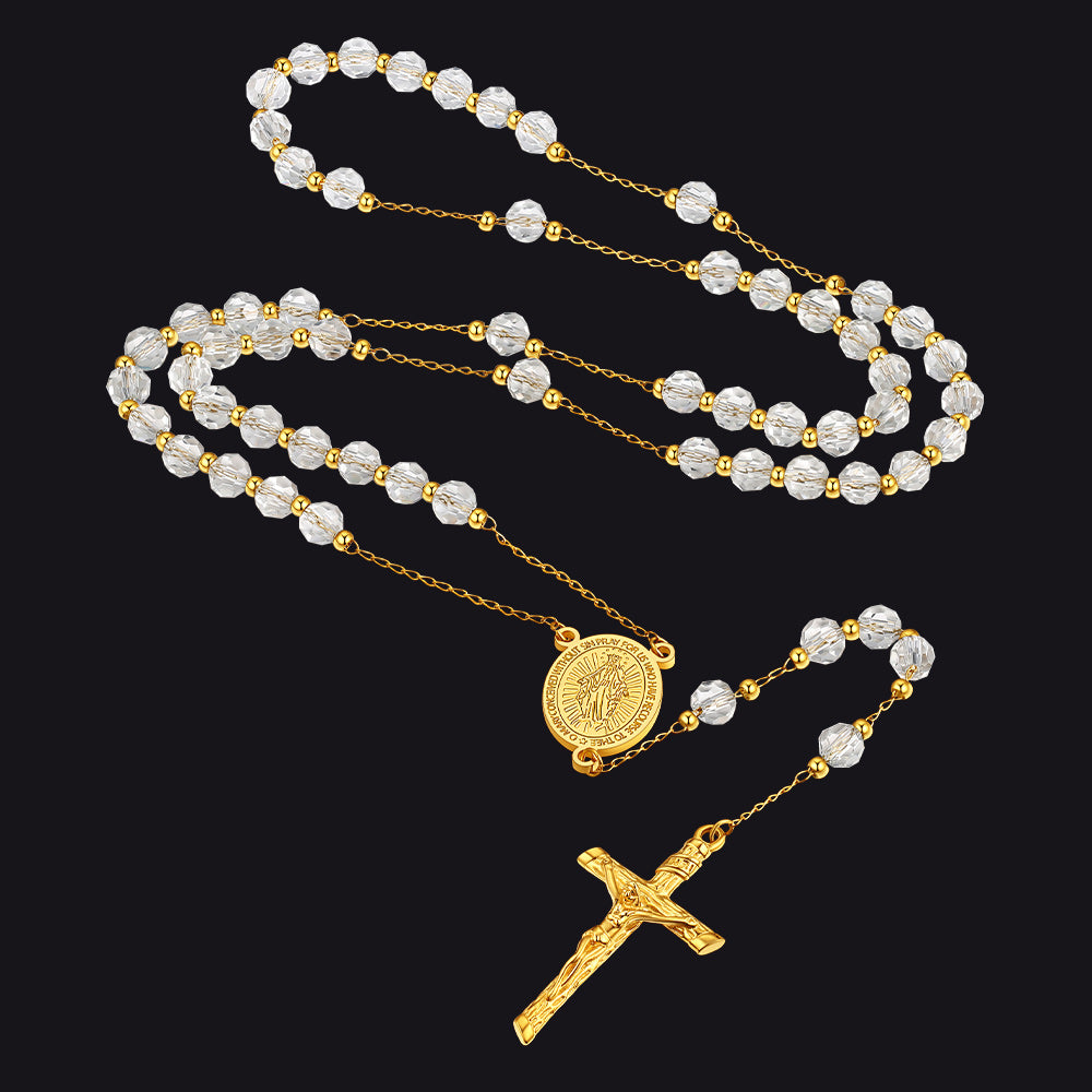 Catholic Virgin Mary Rosary Beads Cross Chain Necklace