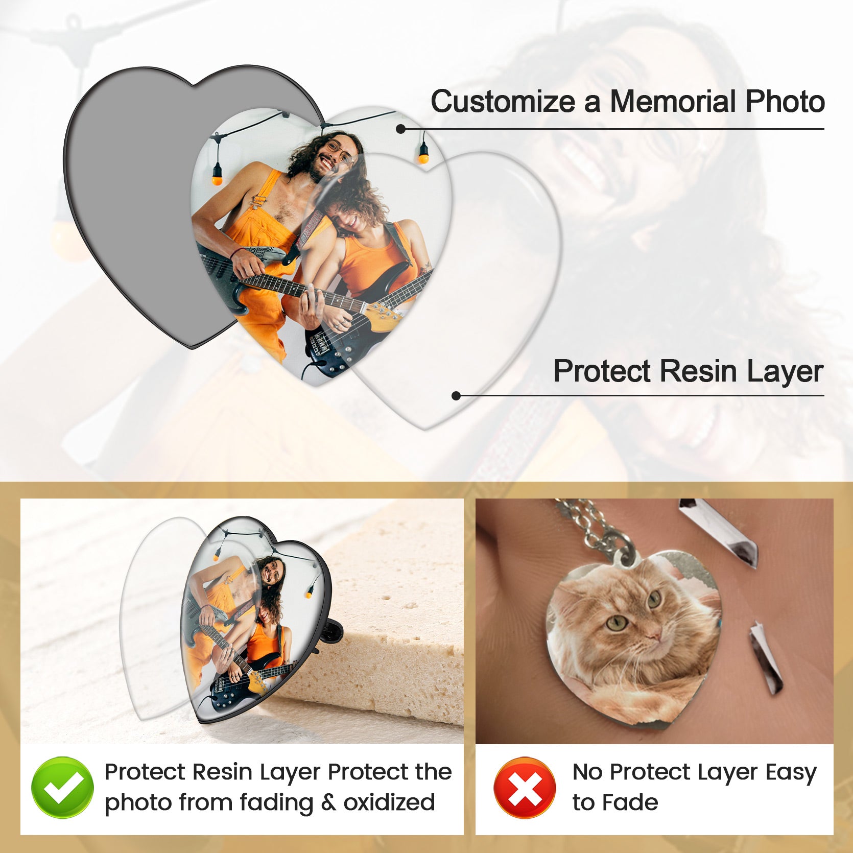 Customized Bouquet Heart Picture Charms Brooch Pins for Wedding