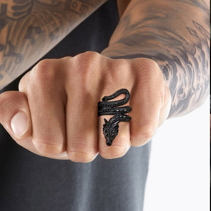 Punk Coiled Dragon Ring For Men Stainless Steel FaithHeart