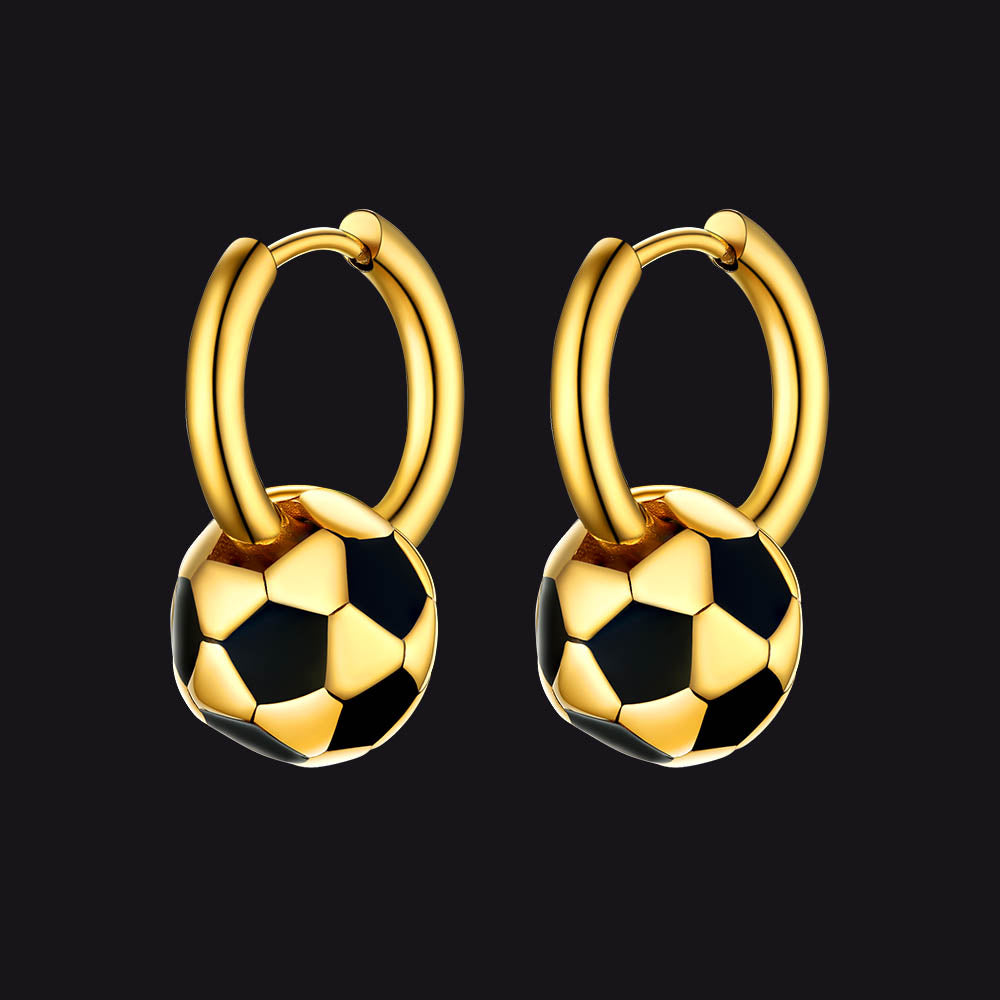 FaithHeart 3D Soccer Hoop Earrings for Men Women FaithHeart
