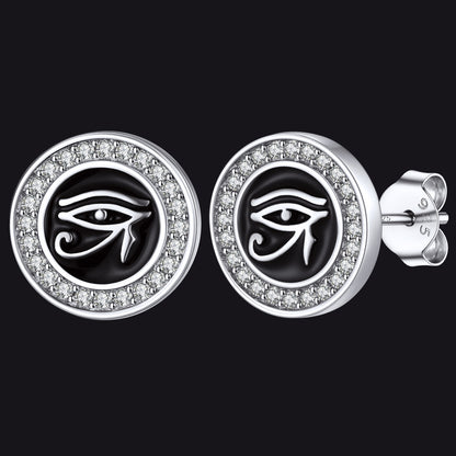 Eye of Horus CZ Sterling Silver Stud Earrings FaithHeart