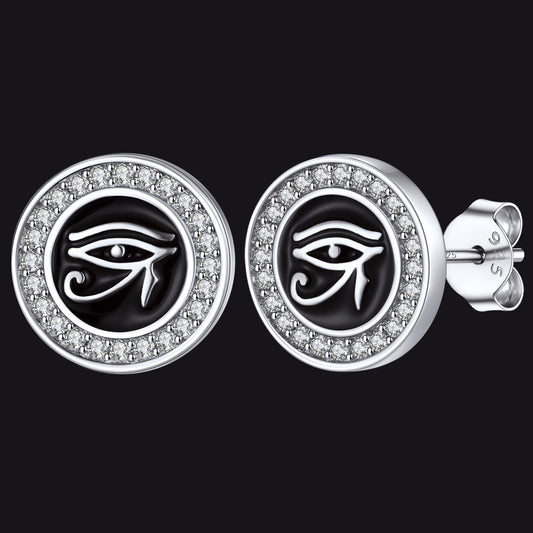 Eye of Horus CZ Sterling Silver Stud Earrings FaithHeart