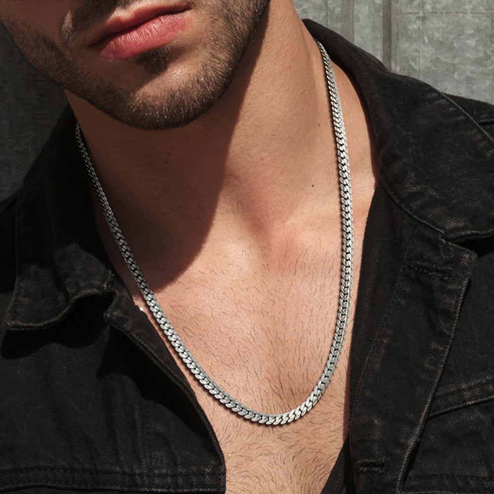  6MM Curb Chain Necklace in Stainless Steel for Men