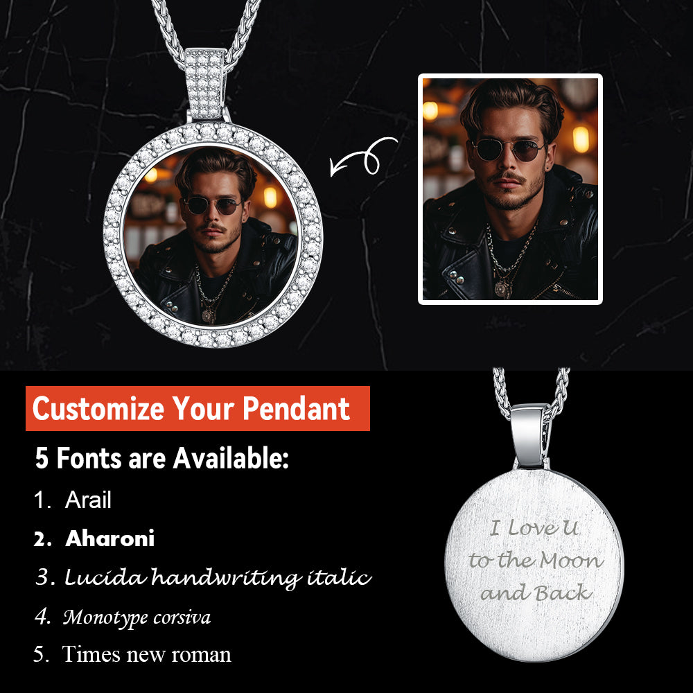 Silver Customized Picture Necklace Memorial Pendant for Men FaithHeart