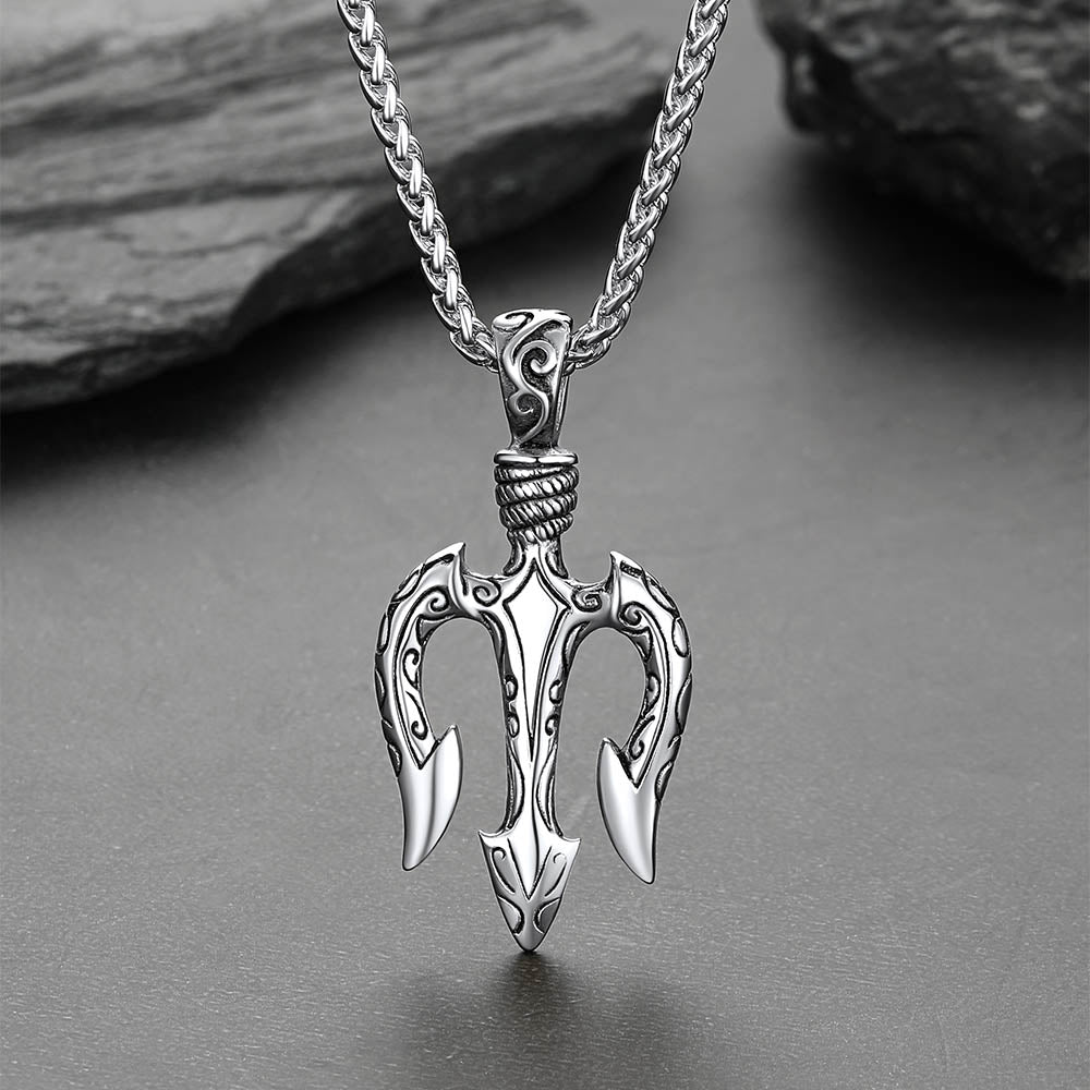 Poseidon Trident Necklace Ancient Greece Amulet Pendant FaithHeart Jewelry