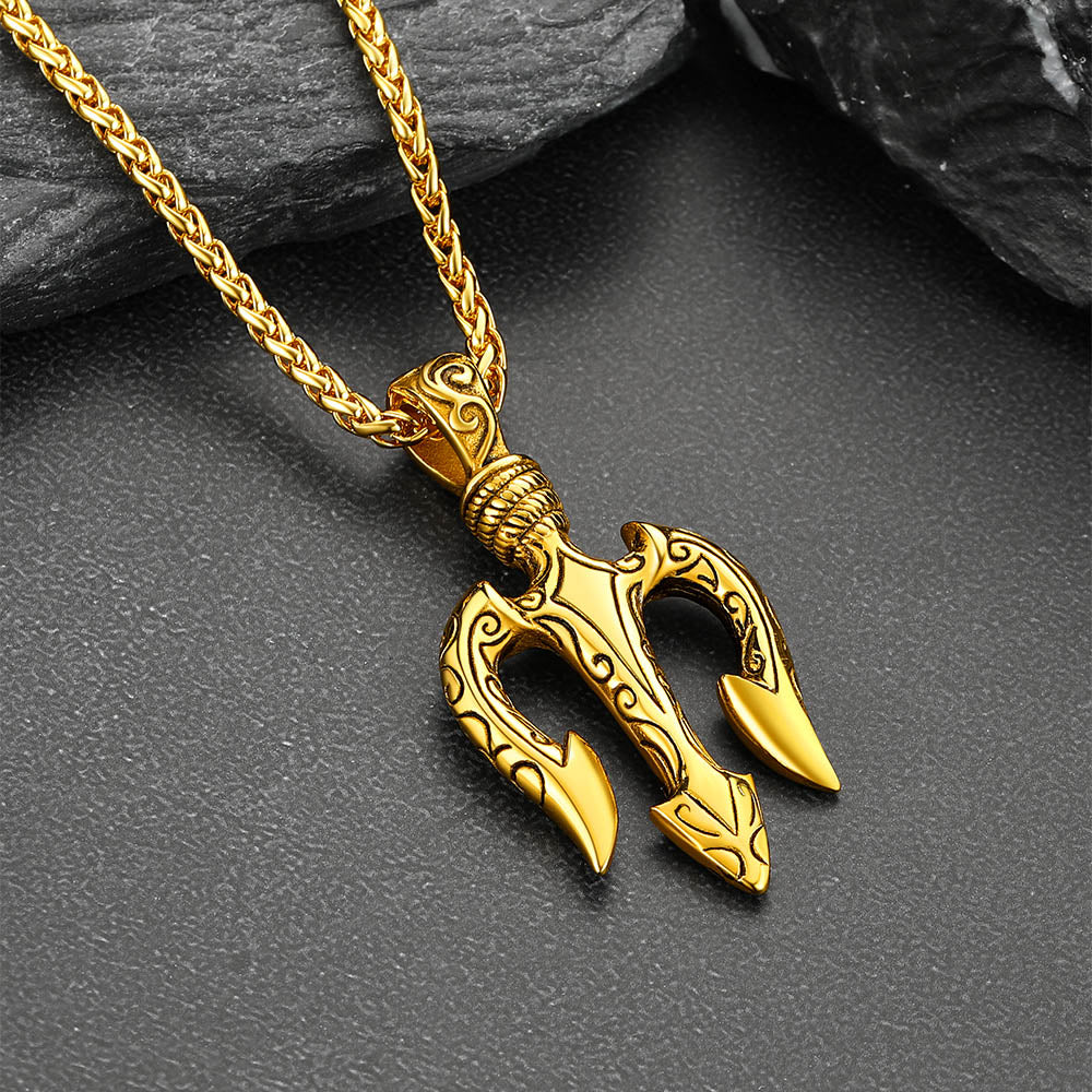 Poseidon Trident Necklace Ancient Greece Amulet Pendant FaithHeart Jewelry