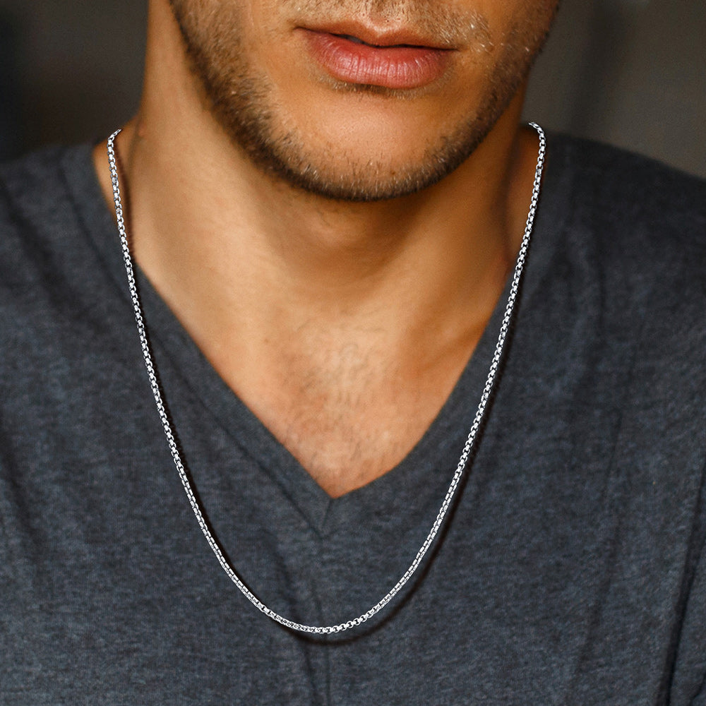 925 Sterling Silver Thin Cable Chain Necklace for Men