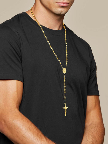 Catholic Virgin Mary Rosary Beads Cross Chain Necklace for Men Women