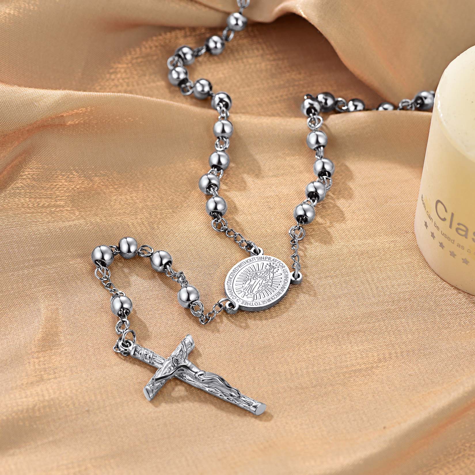 FaithHeart Virgin Mary Rosary Necklace for Women FaithHeart