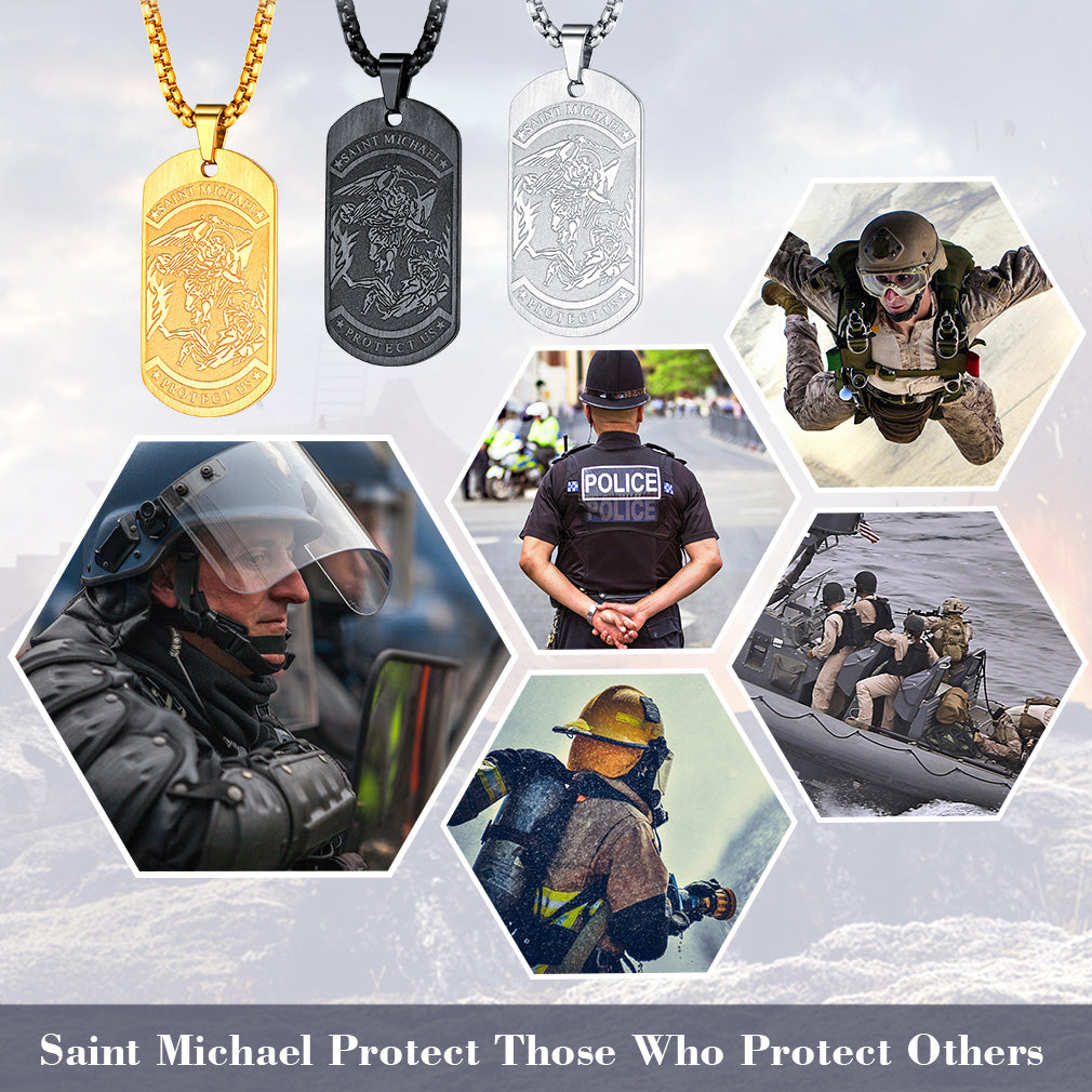 The Archangel Saint Michael Dog Tag Necklace for Men