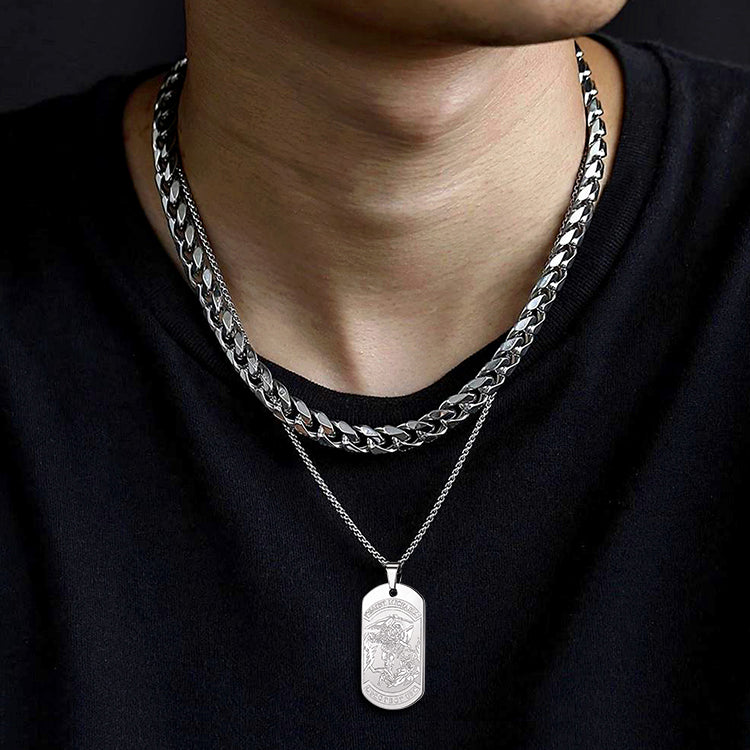 The Archangel Saint Michael Dog Tag Necklace for Men