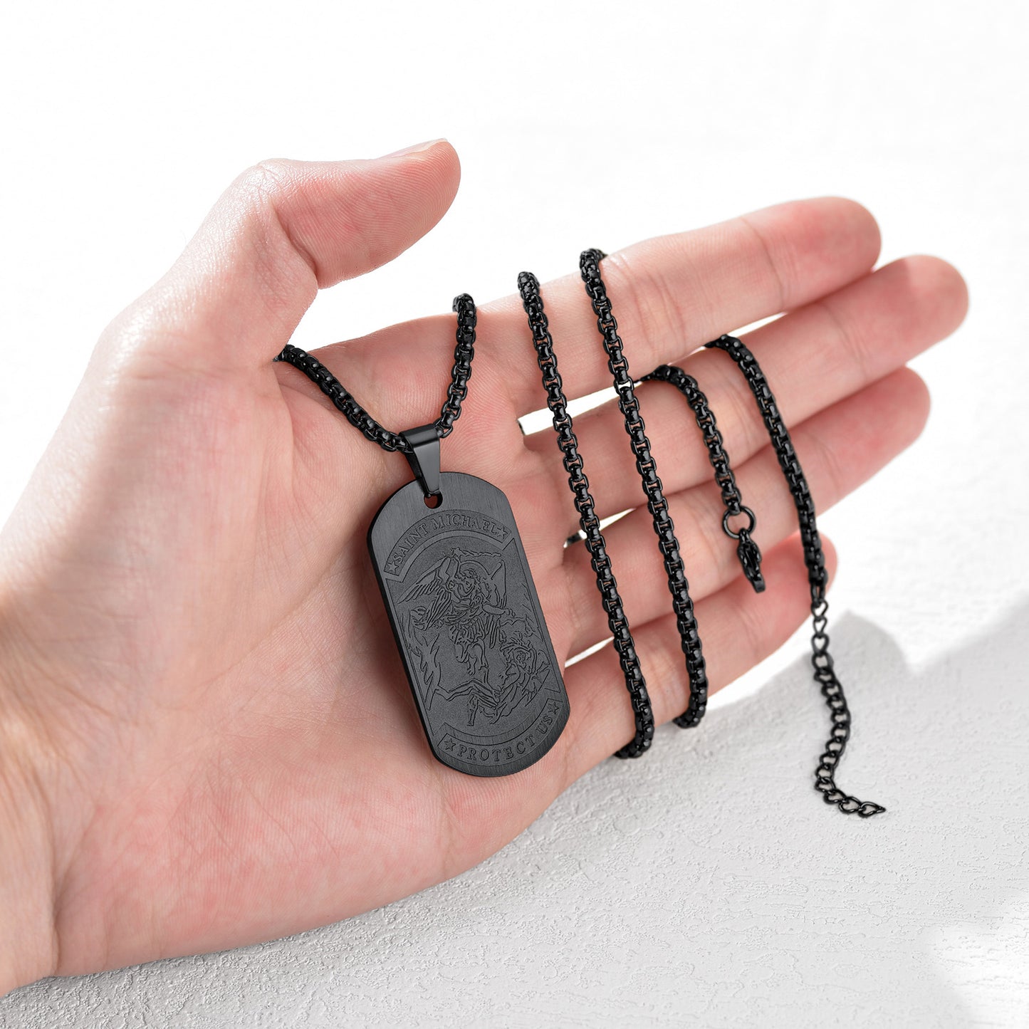 The Archangel Saint Michael Dog Tag Necklace for Men
